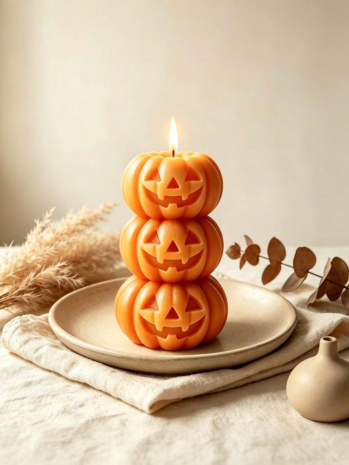 Home Fragrance Gift - 1 stuk Halloween 3-laags pompoenvormige kaars,